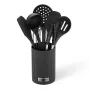 Set de utensilios de cocina Maestro MR-1542 — 8 piezas de silicona para encimera, negro, colgable con soporte de almacenamiento