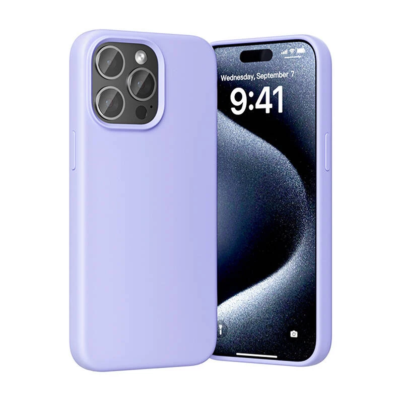 Funda para móvil Vention Silicone Case KUFV0-40 para iPhone 15 Pro Max, Lila, silicona tacto suave ajuste delgado