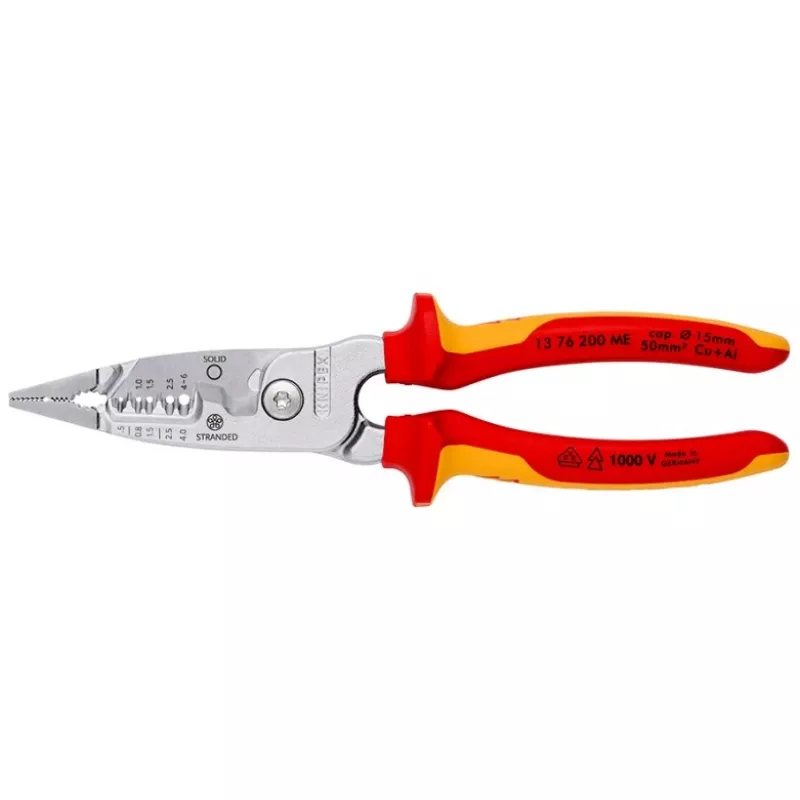 Pelacables Knipex 13 76 200 ME capacidad de pelado 6 mm rojo acero inoxidable amarillo