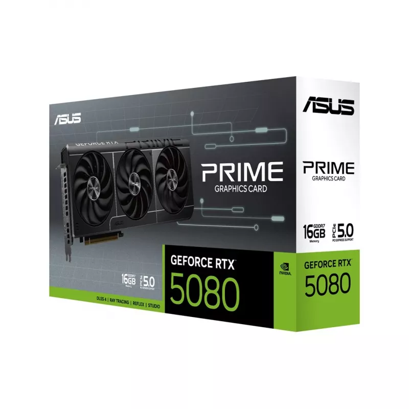 Tarjeta gráfica ASUS GeForce RTX 5080 16 GB GDDR7 PCIe 5.0, 256 bits, 3 ventiladores, resolución máxima 7680×4320