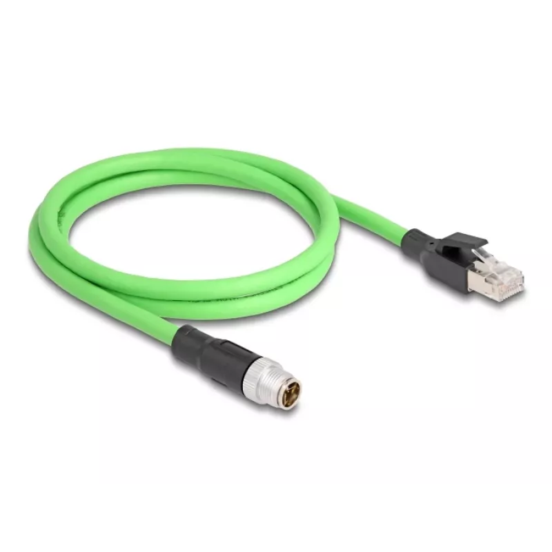 Cable de red DeLOCK M12 cable X-codificado 8 polos conector macho a conector macho RJ45 PUR (TPU) 1 m