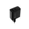Cargador con cable para dispositivos móviles NATEC NUC-2143, 45 W, USB-C PD 3.0 + USB-A QC 3.0, 110–240 V, negro
