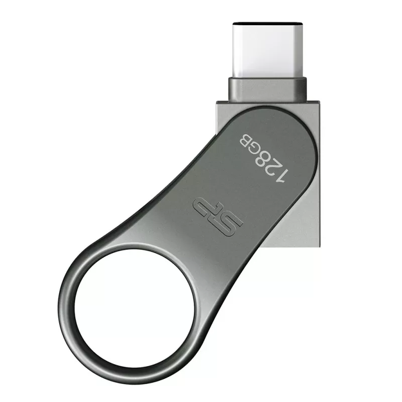 Silicon Power Mobile C80 memoria USB de 128 GB, USB Type-A / USB Type-C, USB 3.0 (3.1 Gen 1), titanio