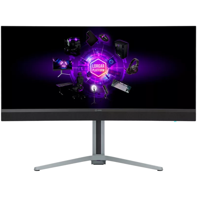LORGAR 34MP1, Monitor gaming UWQHD MiniLED Pro, 34'' (3440*1440) Monitor curvo VA, negro/gris lechoso