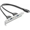 Adaptador DELOCK USB Type-E Key A macho a 2× USB-A 5Gbit/s con chapa de ranura (modelo 67345)