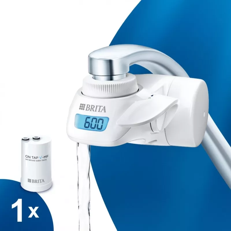 Filtro de agua para grifo BRITA Modelo 1.2023.0413, 3 modos, cartucho de 5 etapas, capacidad de 600 L, blanco, 5 adaptadores de grifo