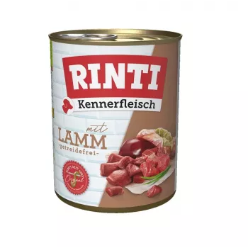 Comida húmeda para perros RINTI Lamb Adult 800 g — alimento completo, 77 % humedad, 11 % proteína, sin cereales ni soja