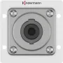 Conector hembra Speakon Kindermann 7444000413 — 1 vía aluminio, 50×50 mm, 40 mm de profundidad