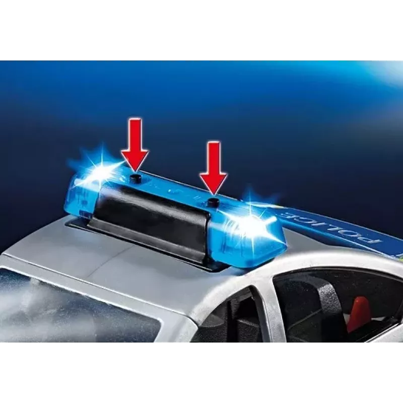 Coche de policía Playmobil con sirena y luz intermitente, multicolor, plástico, 3+