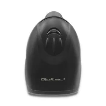 Lector de códigos de barras de mano QOLTEC 50868 — escáner láser 1D/2D, USB con cable e inalámbrico, distancia de trabajo 600 mm, negro