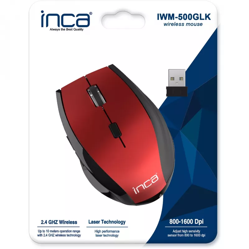 Cian Technology GmbH INCA ratón IWM-500GLK Nano-USB inalámbrico láser 1600 DPI RD retail