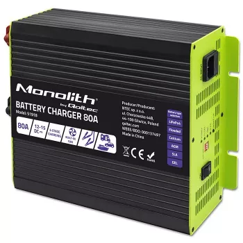 Cargador de baterías QOLTEC 51918 80A 12V – cargador para baterías LiFePO4, AGM, GEL, SLA