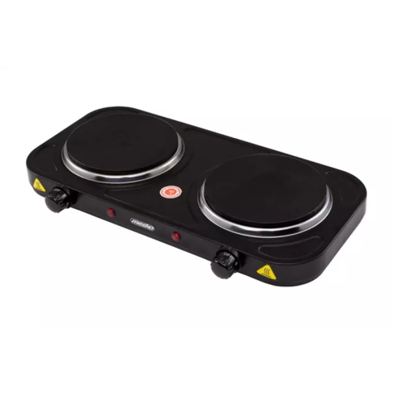 Placa de cocina Mesko Home MS 6509, Negra, Encimera, Placa cerrada, 2 zona(s)