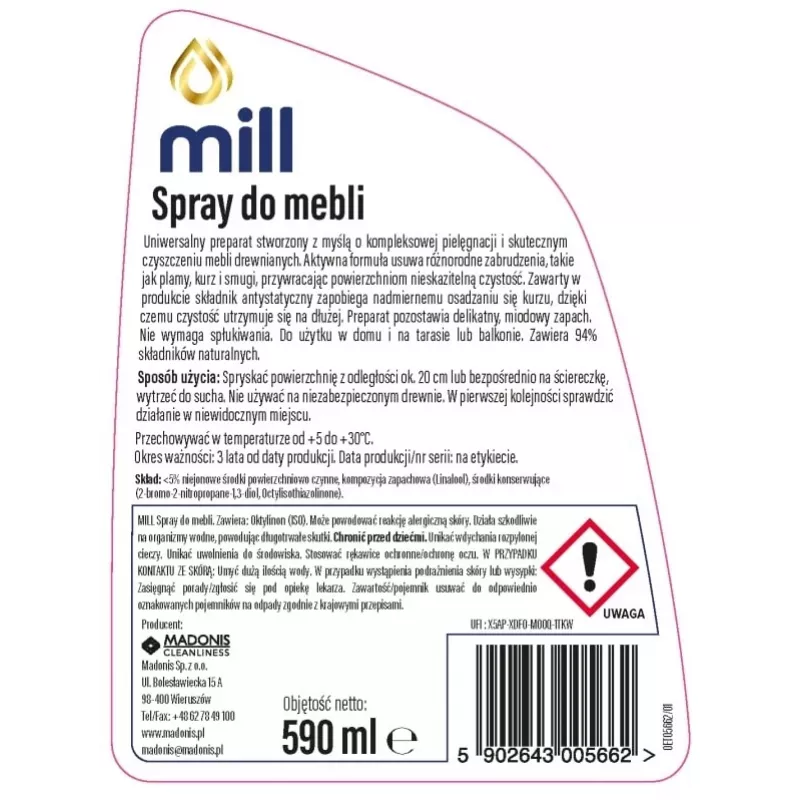 MILL Clean spray para muebles 590 ml
