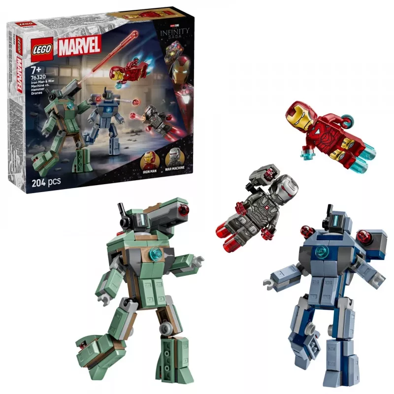 Juguete de construcción LEGO Marvel Super Heroes Iron Man War Machine Set 76320, 204 piezas, 2 minifiguras, 100 mm de altura