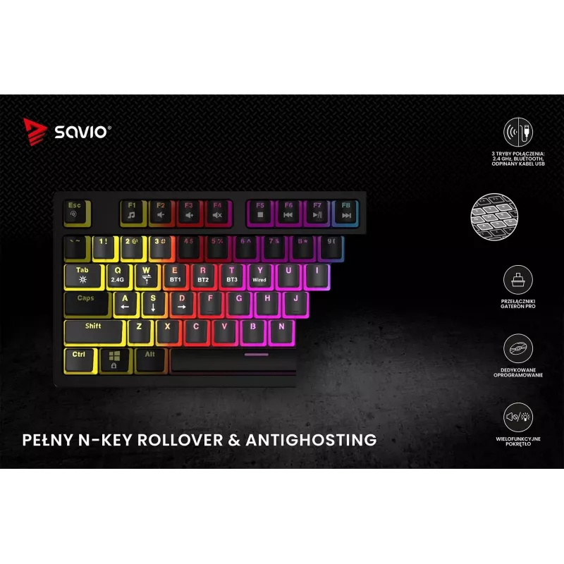 Teclado gaming Savio SAVGK-PHENIX RED PUDDING mecánico RGB Wireless