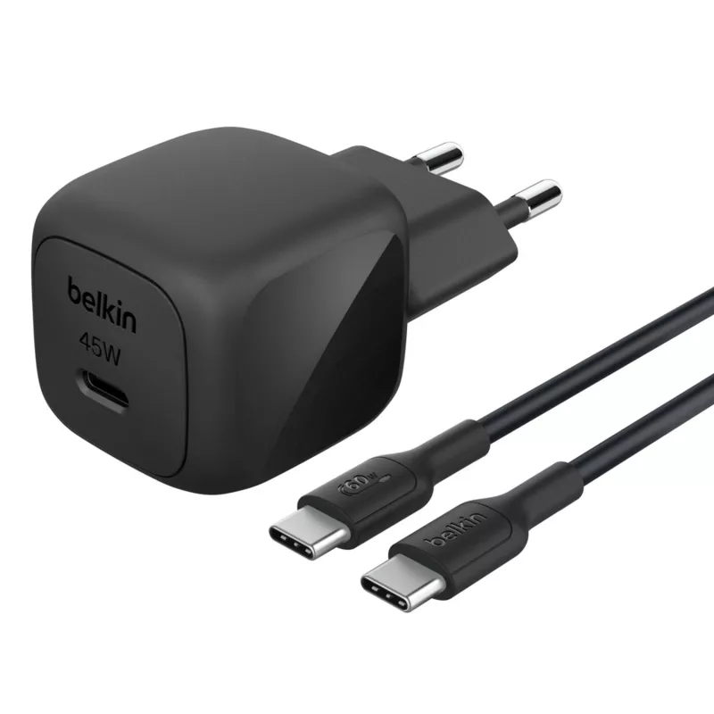 Cargador USB-C Belkin BOOSTCHARGE 45W PD PPS – fuente de alimentación compacta 45W USB-C PD PPS