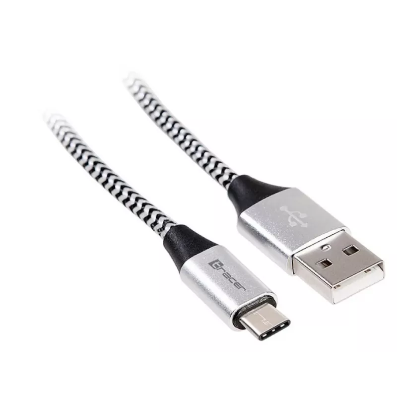 Cable USB 2.0 Type-C macho - C macho 1,0 m negro-plateado