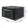 Qoltec 54465 armario rack de pared de 19 pulgadas 6U, 600 x 370 x 600 mm, puerta de vidrio templado, acero SPCC