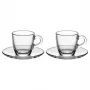Bialetti Moka Cup Set Glass ISTITUZIONALE, 2 tazas de espresso con platillos, 75 ml