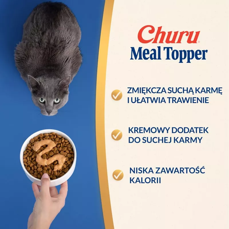 INABA Churu Meal Topper Atún con vieira – Bolsita de comida húmeda para gatos, 4 x 14 g