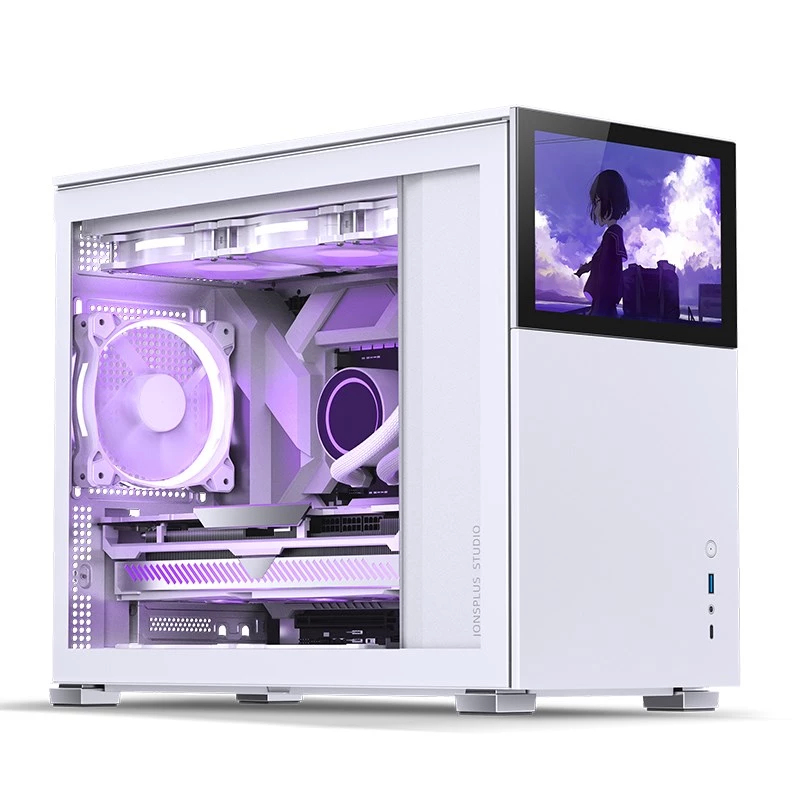 Jonsbo D31 Screen caja de PC Micro-ATX, cristal templado, blanca