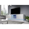 Mueble de TV Cama QIU 200 MDF blanco brillante/blanco brillante