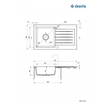 FREGADERO DE GRANITO 1-BECKEN CON ESCURRIDERO DEANTE NEGRO ZORBA