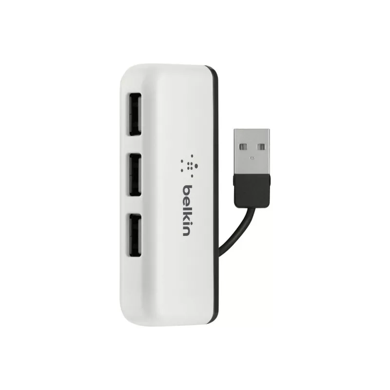 Hub de viaje Belkin USB 2.0 de 4 puertos, plateado, F4U021bt