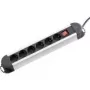 Regleta de enchufes Renkforce 1296311 — 6 tomas, negra/plateada con interruptor