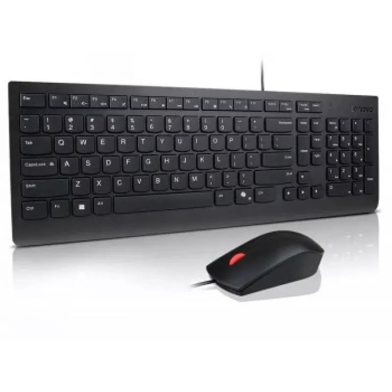Conjunto de teclado y ratón con cable Lenovo Essential 4X31R64445 — Teclado de tamaño completo con cable USB y ratón USB con cable