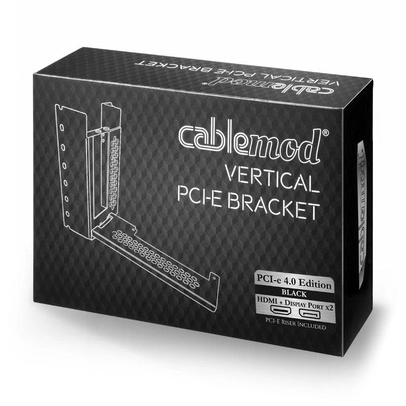 CableMod soporte PCI-e vertical, edición PCI-e 4.0, HDMI + DisplayPort, negro