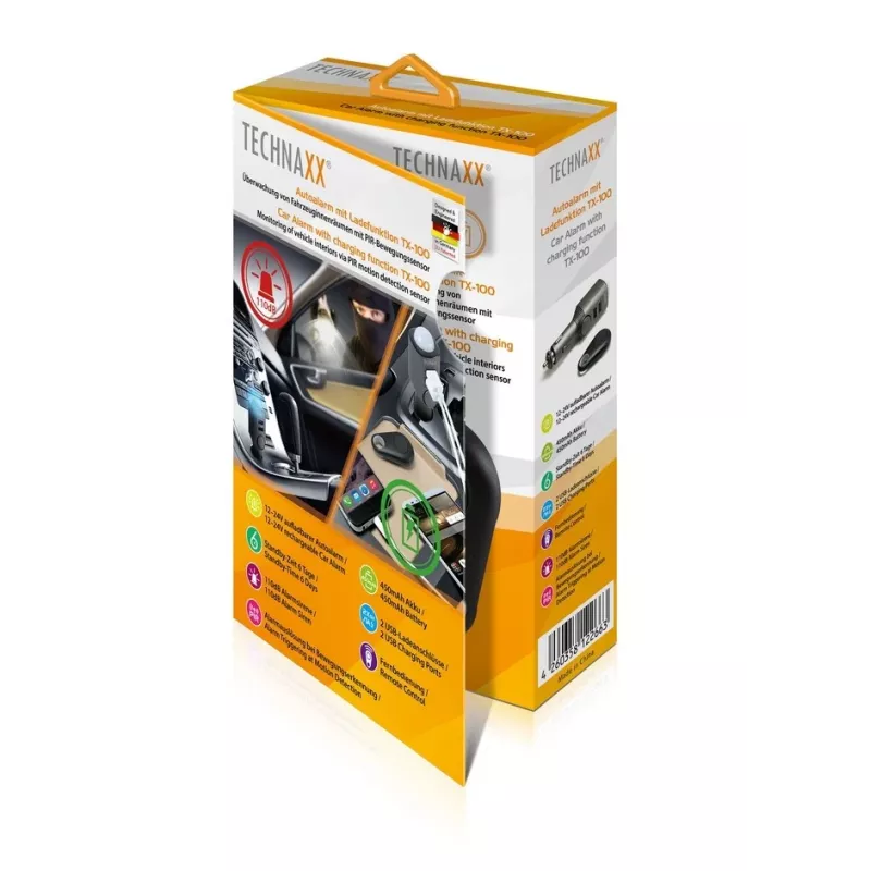 Cargador universal para dispositivos móviles Technaxx 4743 negro con enchufe de mechero para coche