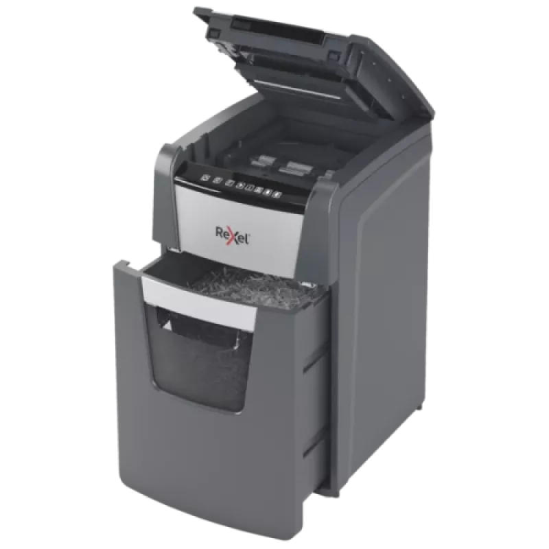 Destructora de papel automática Rexel Optimum AutoFeed+ 150X con corte en partículas P4