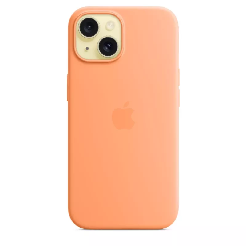 Apple iPhone 15 Funda de silicona con MagSafe – Orange Sorbet