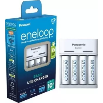 PANASONIC CARGADOR USB BASIC + 4x AA ENELOOP 2000 mAh