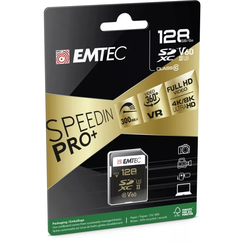 Memoria flash Emtec 128 GB UHS-II SpeedIN PRO+