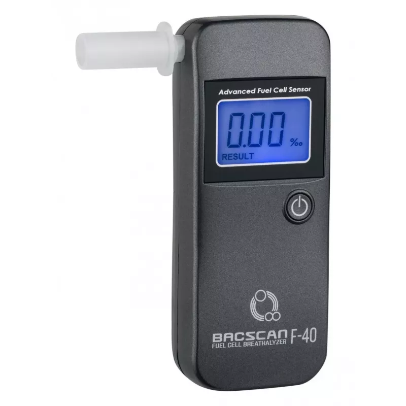 Alcoholímetro BACscan F-40, sin contacto, BAK 0–4%, precisión 1%, tiempo de calentamiento 20s, LCD, pila AAA×2