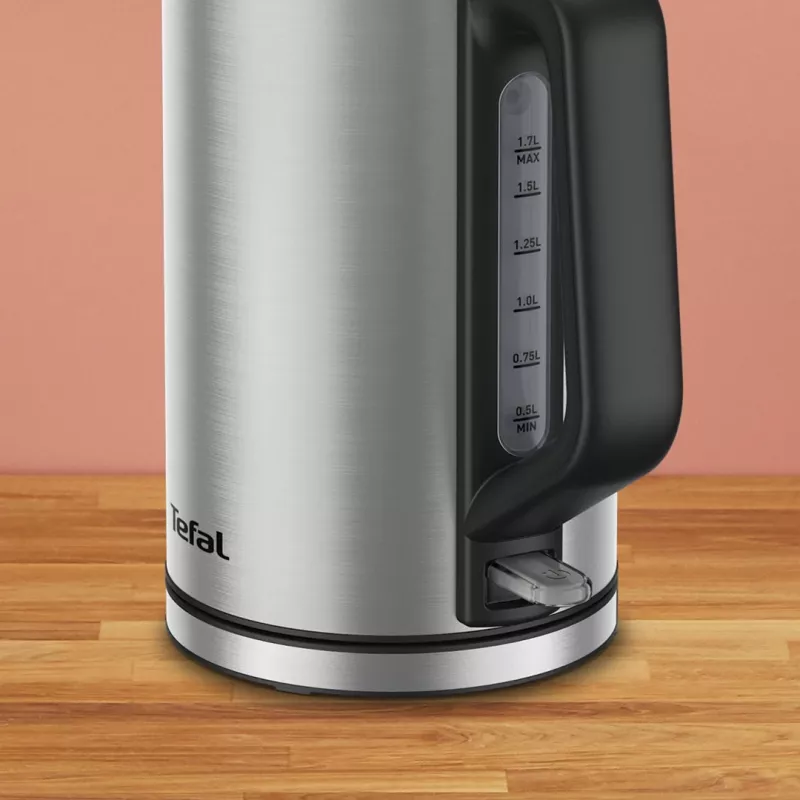 Tefal Bronx KI513D10 hervidor eléctrico, 1,7 l, 2400 W, acero inoxidable, base giratoria, filtro, plateado