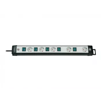 Brennenstuhl Premium-Line Technik 5 tomas, regleta de 5 tomas 3 m negro/gris claro, 3m H05VV-F 3G1,5, conmutables individualmente, disposición especial de tomas