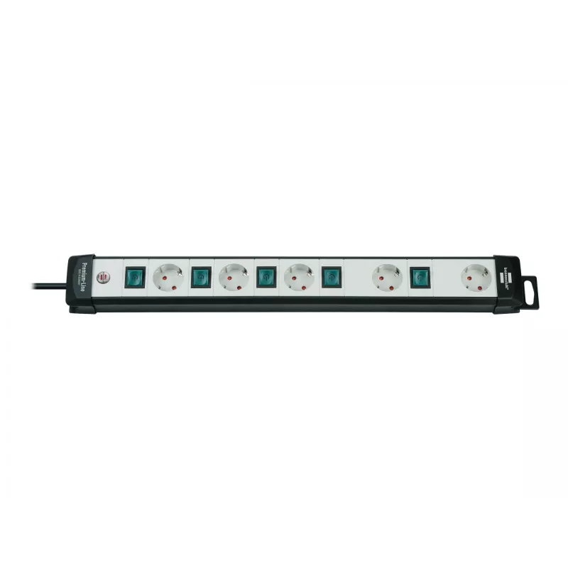Brennenstuhl Premium-Line Technik 5 tomas, regleta de 5 tomas 3 m negro/gris claro, 3m H05VV-F 3G1,5, conmutables individualmente, disposición especial de tomas