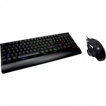 Conjunto de teclado y ratón gaming con cable INTER-TECH KC-3000 RGB retroiluminado, conexión USB