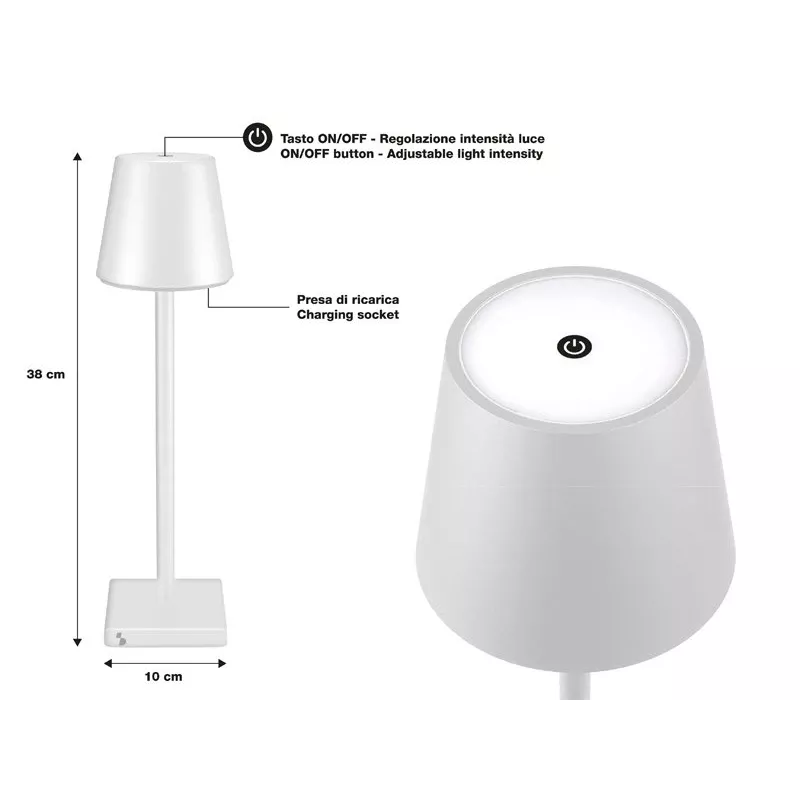 Lámpara de mesa recargable Beper P201UTP102, interruptor táctil, 2 W