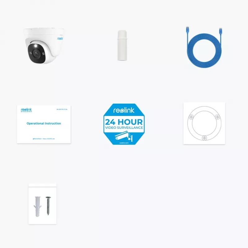 Reolink P344 cámara de seguridad IP domo PoE 12 MP, 4512x2512, objetivo de 4 mm, PoE/12 V DC, IP66, visión nocturna en color, audio bidireccional, 100°x50°, blanca