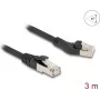 Cable de red DeLOCK RJ45 Cat.8.1 acodado 45° a la izquierda a recto 3 m negro