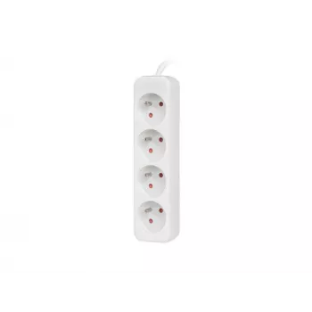 Regleta de enchufes 1,5 m, blanca, 4 enchufes, cable de cobre macizo