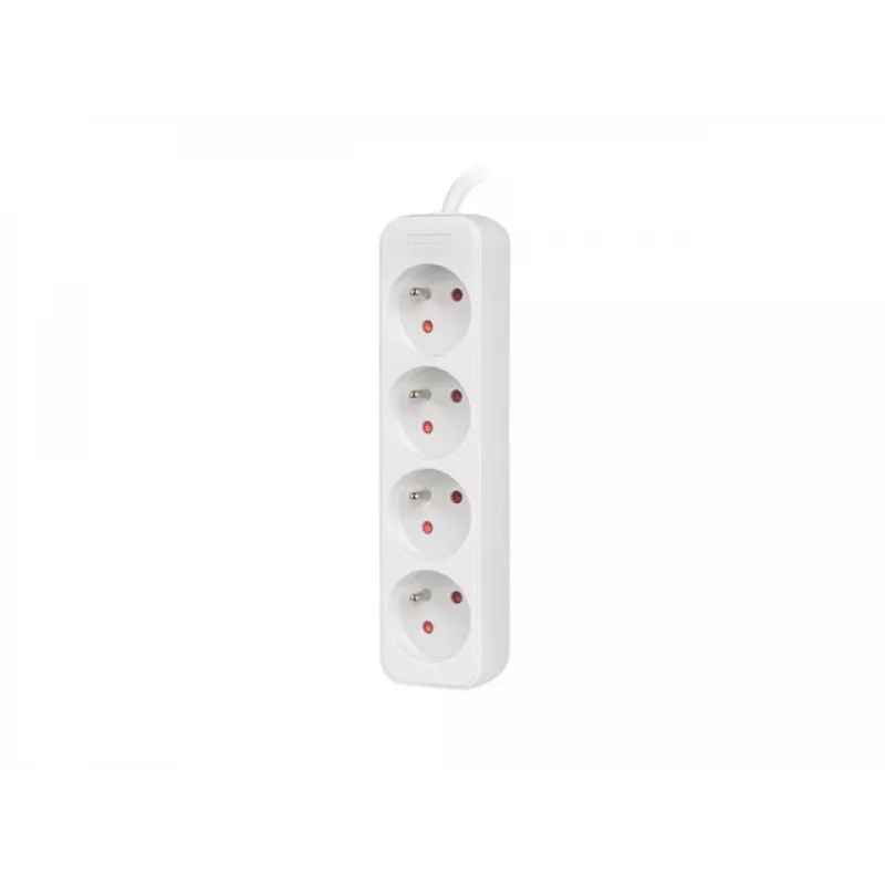 Regleta de enchufes 1,5 m, blanca, 4 enchufes, cable de cobre macizo