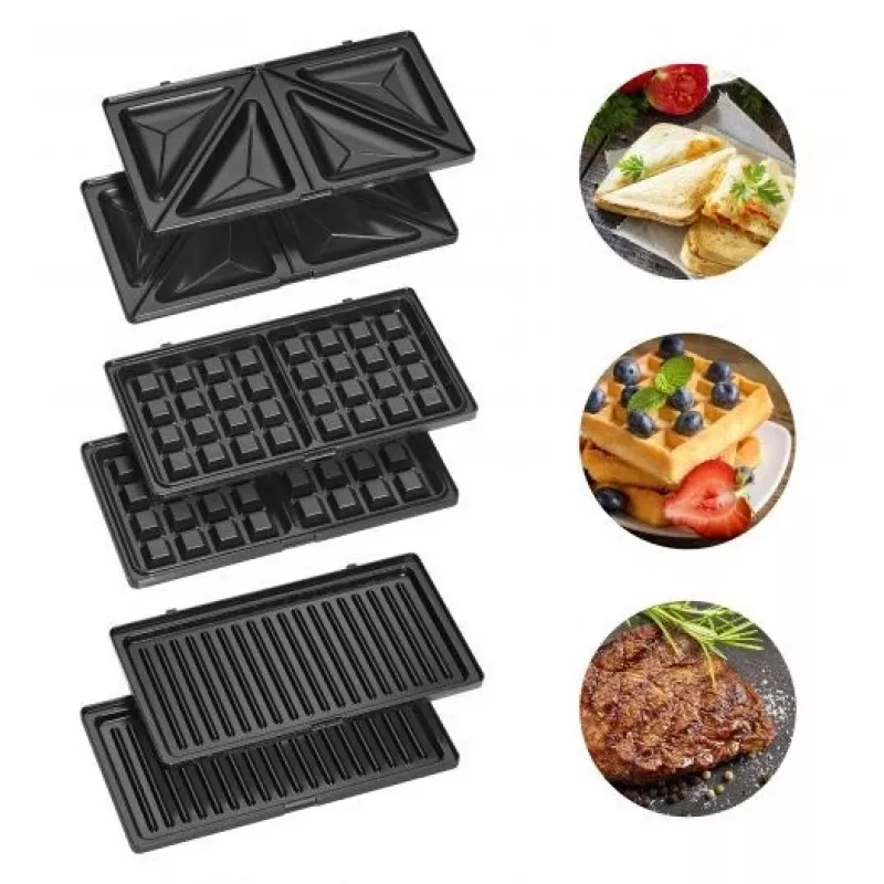Sandwichera Clatronic ST/WA 3670 800 W negra, acero inoxidable