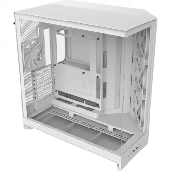 Caja de PC NZXT H9 Flow Midi Tower blanca – ATX/EATX/Micro ATX/Mini-ITX, 3x140mm frontal, 1x120mm trasero, 2 bahías de 3,5 inch y 6 de 2,5 inch, cristal templado