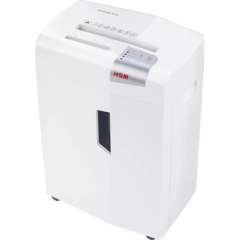 HSM shredstar X15 1030121 destructora de papel, corte en partículas 4x37 mm, P-4, 15 hojas, ancho de entrada 230 mm, cubeta de 26 l, CD/tarjetas de crédito